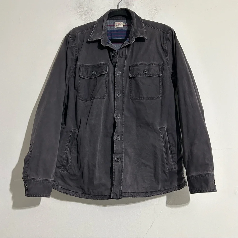 Faherty Lakeside CPO Cotton Shacket Jacket Medium Washed Charcoal Workwear